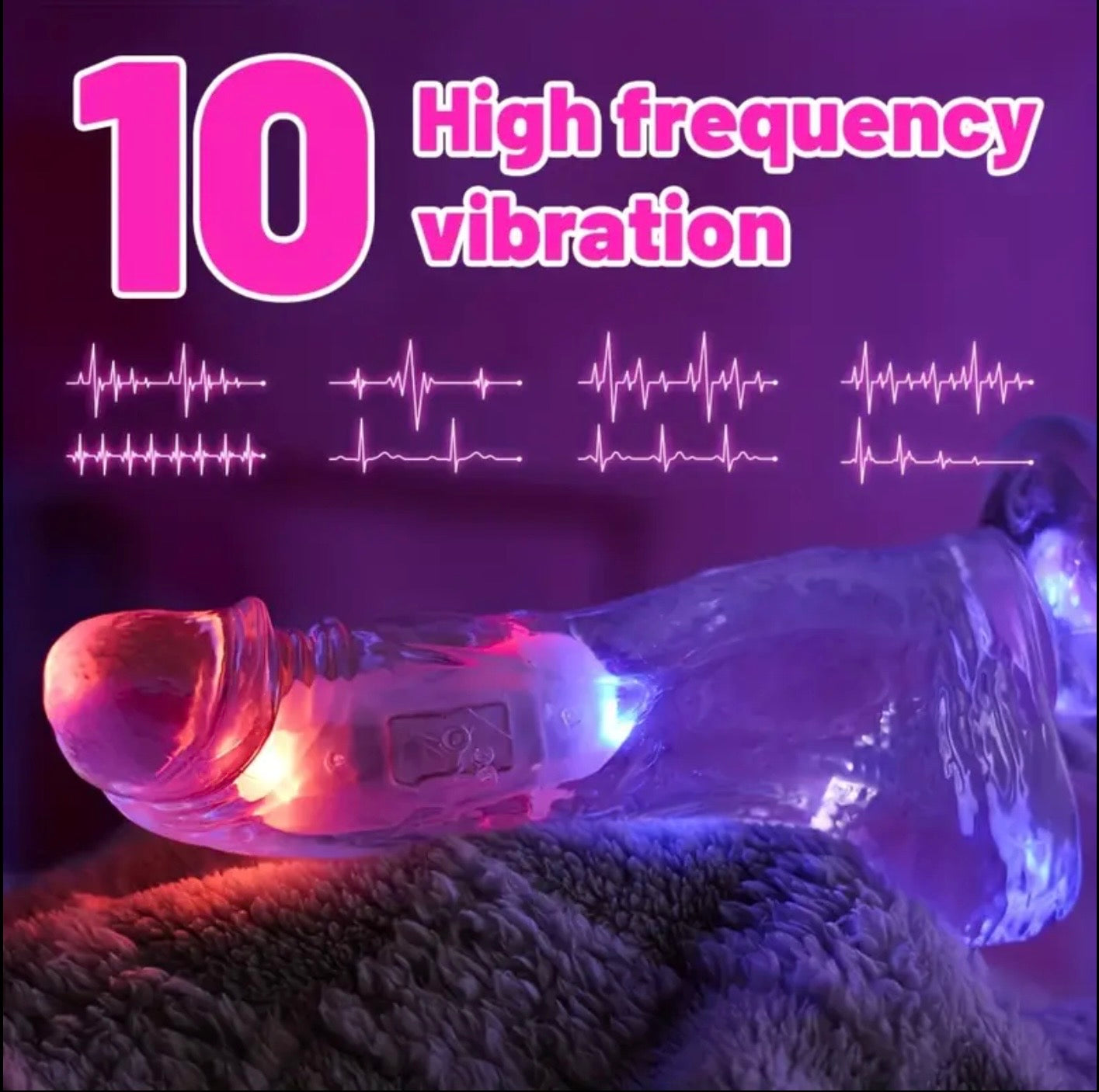 Realistic Transparent Light Up Vibrating Dildo 8.26 inch