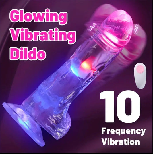 Realistic Transparent Light Up Vibrating Dildo 8.26 inch