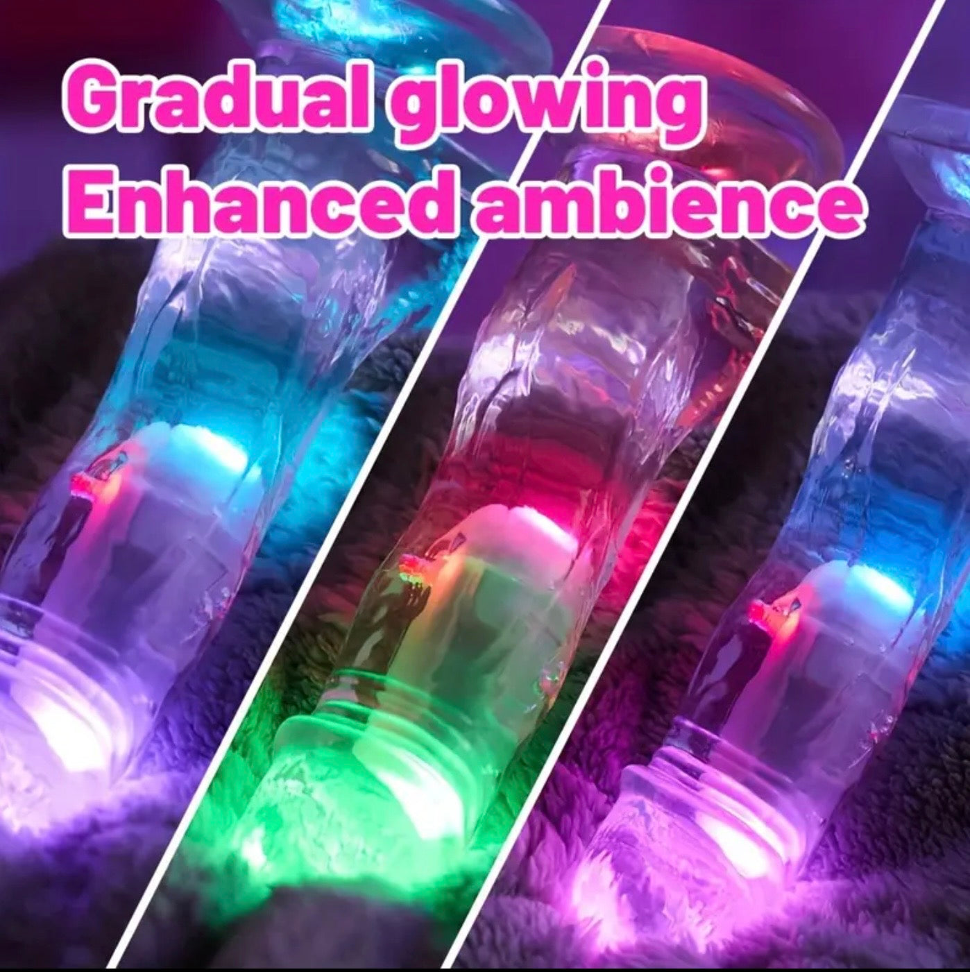 Realistic Transparent Light Up Vibrating Dildo 8.26 inch