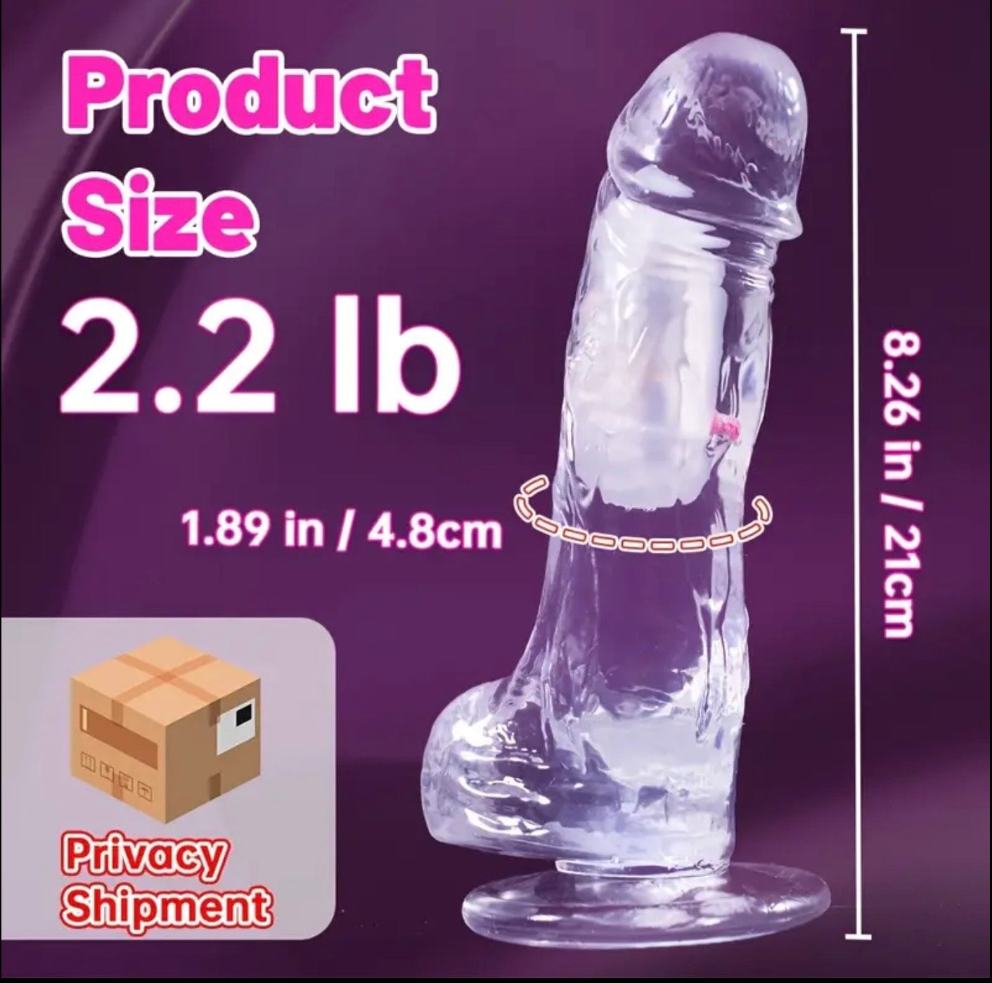 Realistic Transparent Light Up Vibrating Dildo 8.26 inch