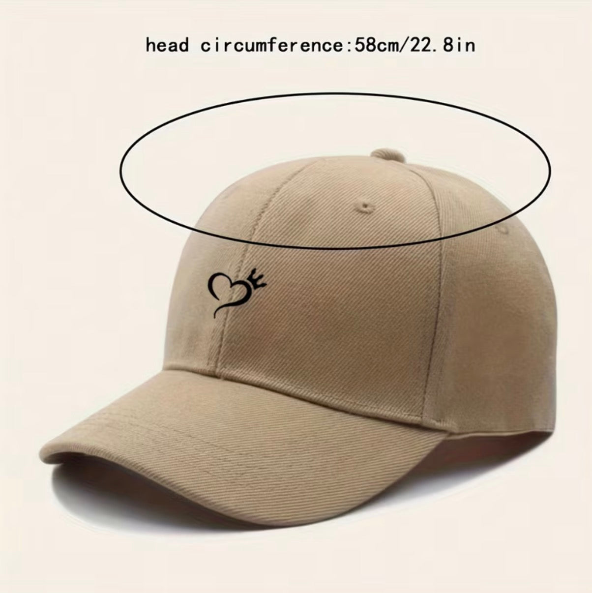 Crown & Heart Print Base Ball Cap